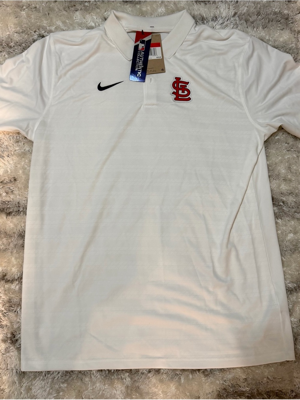 Nike White Men’s Polo with Red Cardinals Logo